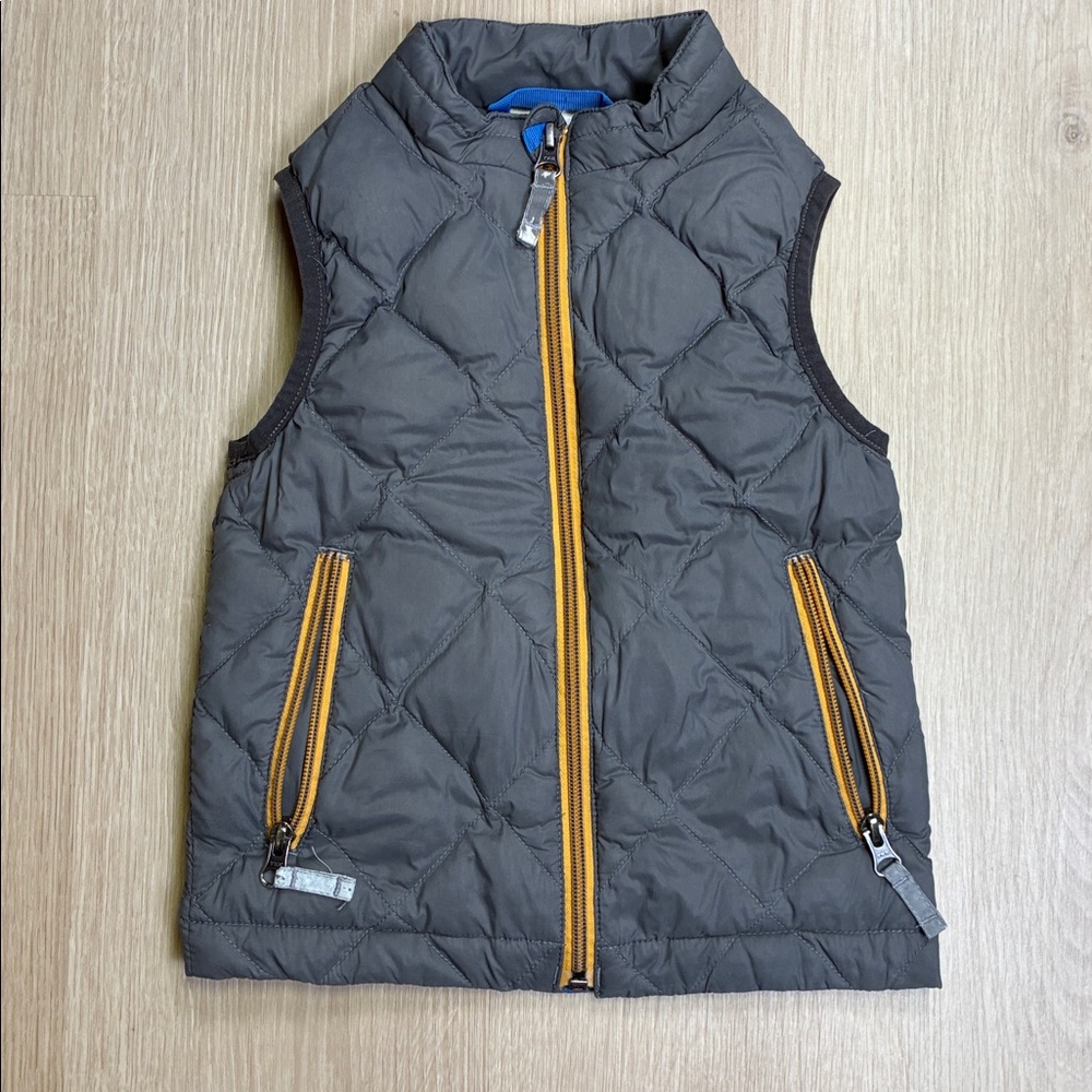 Hanna Andersson 100 3/4T Gray Quilted Puffer Vest with Orange Zippers